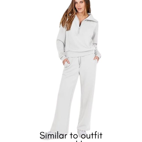 NEW ANRABESS 2-Piece Half-Zip Wide Leg Leisure Sweatsuit - Small - Picture 4 of 5